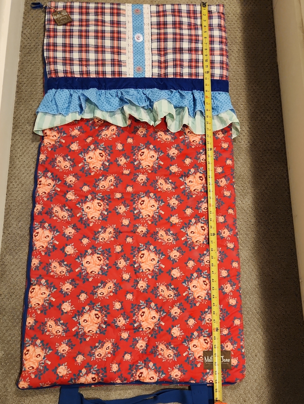 NEW Matilda Jane Red Floral Sleeping Bag with Blue & Mint Ruffles - Picture 7 of 9